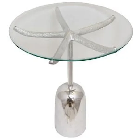 Outer Banks Metal and Glass Starfish Accent Table